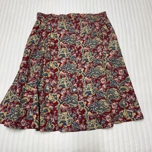 VTG Bechamel Women's Midi Skirt Floral Button Front Elastic Waist Size L Cotton